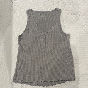 American Eagle Outfitters Charcoal Ribbed Tank Top